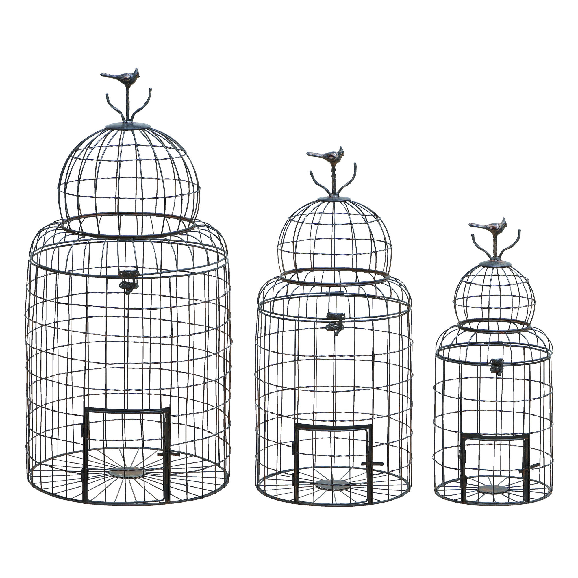 Woodland Imports 3 Piece Victorian Style Decorative Bird Cage Set